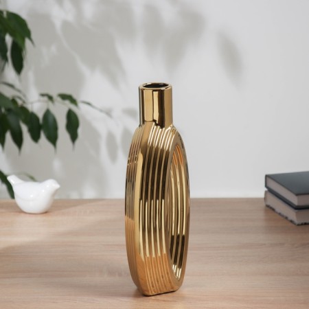 VAZA Ceramics Table "Bram" bottle, 28x14 cm, gold-1