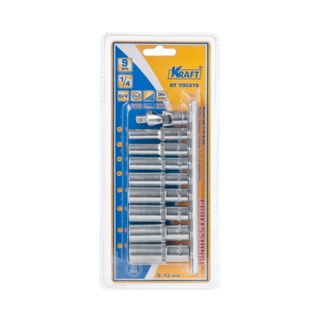 A set of end heads Kraft KT700315, High, 1/4 ", 6-Gr., 6-13 mm, 9 items