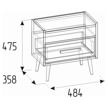 Cleat cabinet NATURE 41, 484 × 358 × 475 mm, Gascon Pine color-3