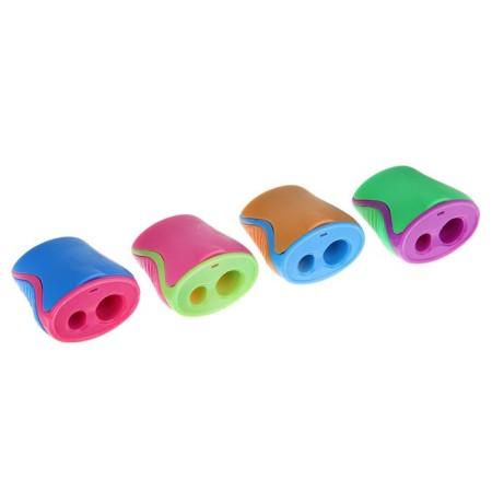 Classic sharpener, 2 holes, with a container, MIX case-1