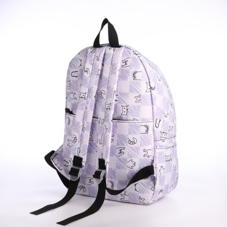 School backpack of textiles on lightning, 4 pockets, lilac color-5