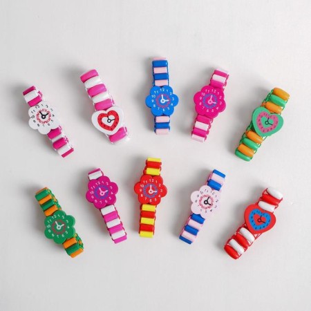 Children's watch, on an rubber band with a curly dial, MIX color