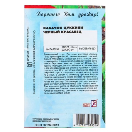 Semen zucchini zucchini "Black handsome", 2 g-3