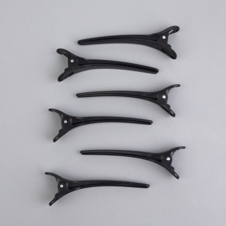 Hair clips, set - 6 pcs, 10.5 cm, black color-1