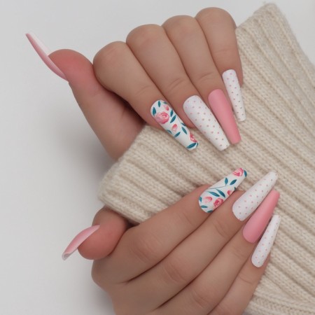 Follow nails "Light mood", 12 pcs, with adhesive plates, ballerina shape, multi -colored-9