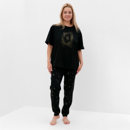 Female set (T -shirt/pants), black color, size 50