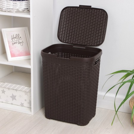 Besnaya basket with a rattan lid, 40 l, 37 × 29 × 48 cm, brown color-2