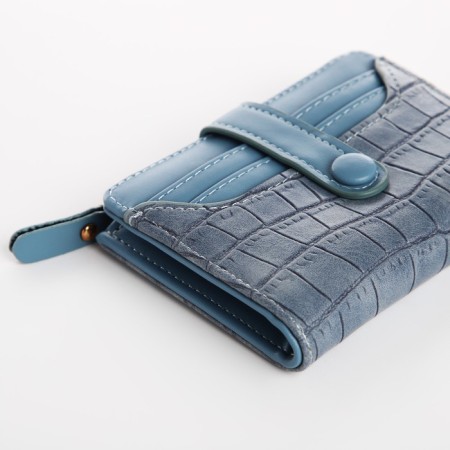Women's wallet on the button, blue color-2