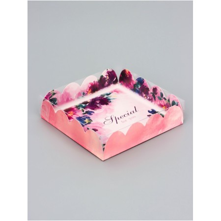 Cookie box, confectionery packaging, "for you", 12 x 12 x 3 cm