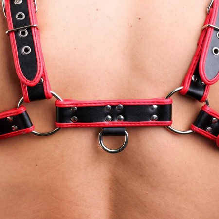 BDSM Podsm Oki, male, on the chest, eco-leather, red kant-8