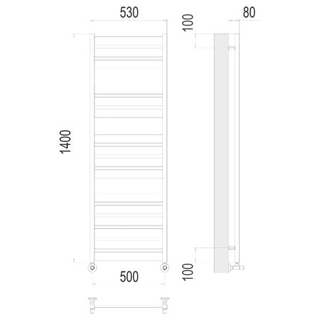 Water towel Terminus "Latte" P16, 500x1400 mm, lower connection, chrome-3