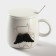 Ceramic mug with a lid and a spoon "Angel", 350 ml, white color