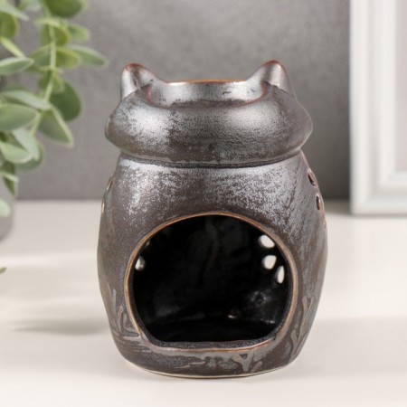 Ceramics candlestick per 1 candle "fox" brown 7.5x7.5x11 cm-4