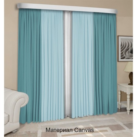 Set of curtains "Canvas", size 200x270 cm, 2 pcs, turquoise color, blue-1