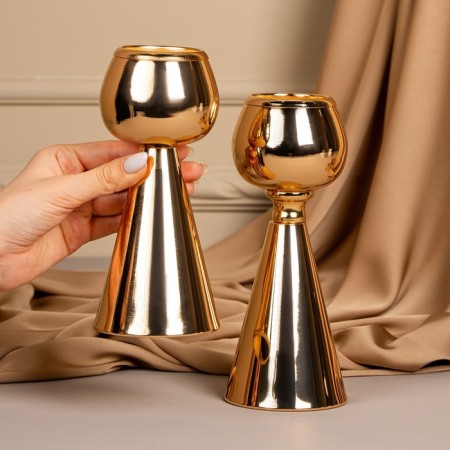 Summary Metal for 1 candle "Hyacinth", color gold 8 x 8 x 19 cm-6