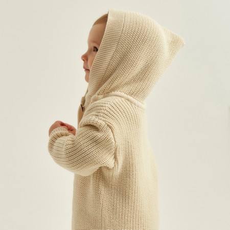 Knitted cardigan with a hood SL Home, r.68-74 cm, milk-3
