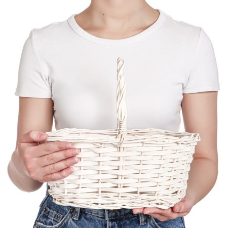 Wicker basket, willow, 30x21x12x25 cm, white-3