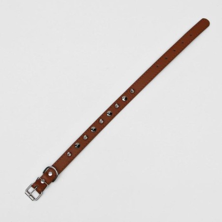 Collar "Lyon" with spikes 45 x 2 cm, Osh 34-40 cm, brown-2