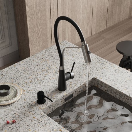 Kitchen mixer Wasserkraft A8417, single -leaf, flexible surge, black-5