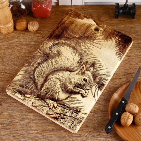 Board of the massif “Squirrel with nuts”, large, rectangular, 23 × 35 cm