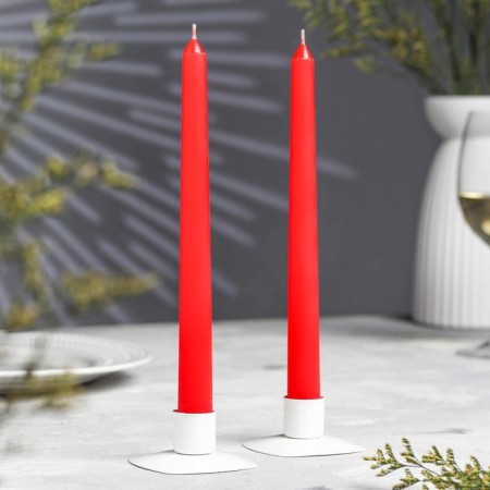A set of antique candles, 2.2x 25 cm, lacquered 2 pieces, red