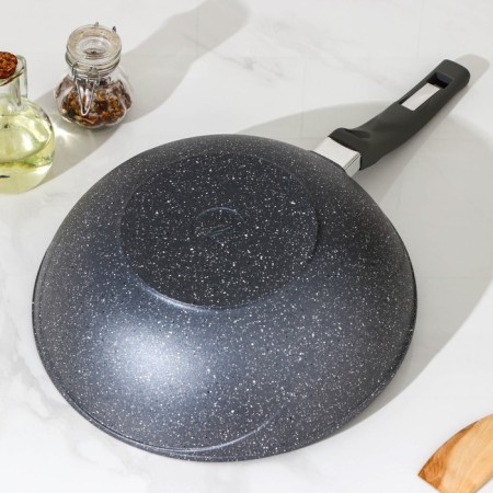 Granite frying pan, d = 28 cm, plastic handle, anti-stick coating, color gray color-2