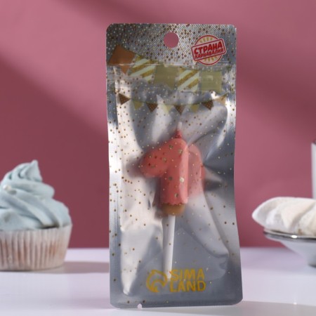 Candle in the cake "Strawberry glaze", number "1", pink, 3.8 cm-1