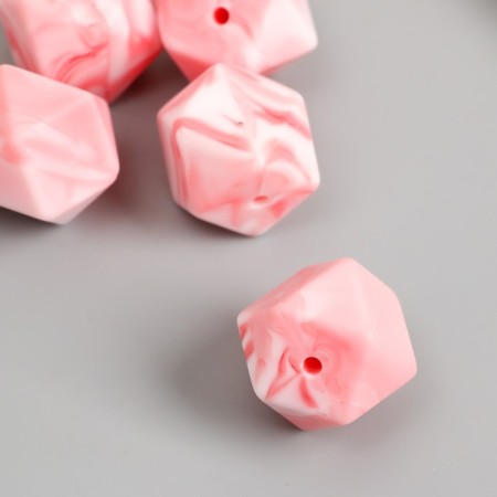 Busina silicone "polyhedron" pink jade d = 1.7 cm
