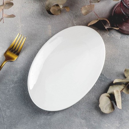 Oval porcelain oval porcelain olivia, 13.5 × 20 cm, white color