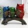 Polystone souvenir "Three colored eagle owls with rhinestones on the branch" 18.8x10x23.5 cm