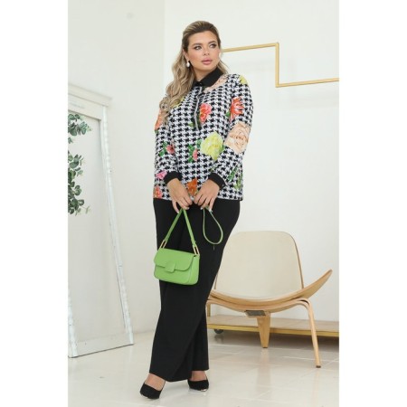 Female shirt, size 60, white, black color-3