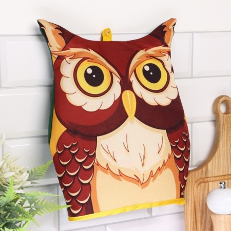 Hall on the kettle "Owl", brown, 31.5 x 26.5 cm-1