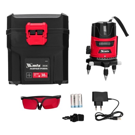 Laser level MTX CRX-30R 35030, 2 red rays, ± 0.3 mm/m, 5/8 ", range 30 m-4
