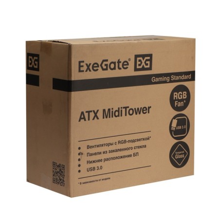 The EXEGATE MIDITOWER EVO-8225 case, without BP, ATX, 2xUSB 2.0, 1xUSB 3.0, backlight, black-7