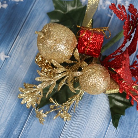 Decor "Winter Dreams" Apples Bow 20 cm, gold-1
