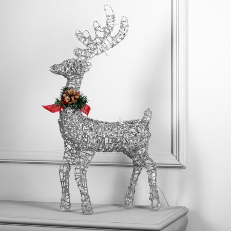 LED figure "silver deer", 35 × 60 × 10 cm, metal, 220 V, glow of white-1