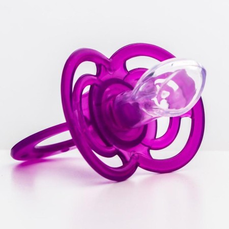 Nipple - orthodontic dummy, silicone, +6 months., “Bow”, with a cap, purple-3