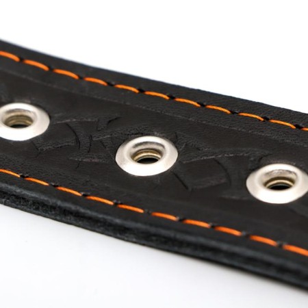 Collar leather two-layer rogging "hedgehog", 65 x 3.5 cm, Osh 50-60 cm, black-5