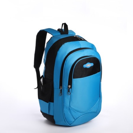 School backpack from textiles on lightning, 4 pockets, blue color-2