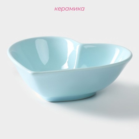 Ceramic Daramic Salamic "Heart", 130 ml, 12.5 × 11.5 cm, blue color-1