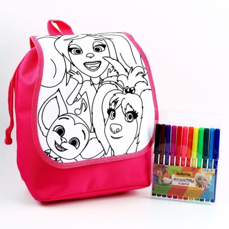 Set Color Barboskina's backpack, bag 28 × 28 × 10 cm, felt -tip pens 12 colors