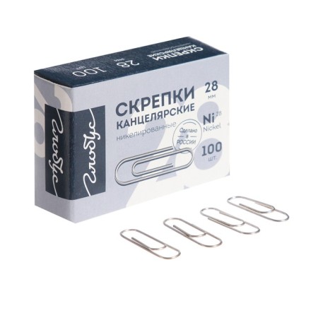 Office clips Globus, 100 pcs., 28 mm, nickel.-4