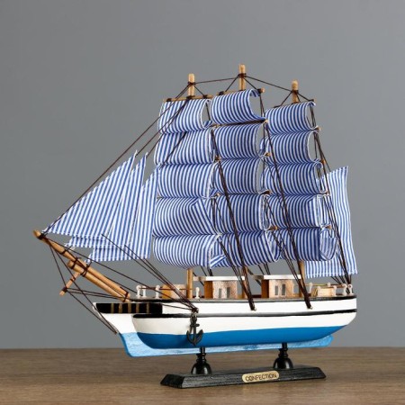 Ship "Chesma" three-masted blue-white paprusa, 34*7*32cm-1