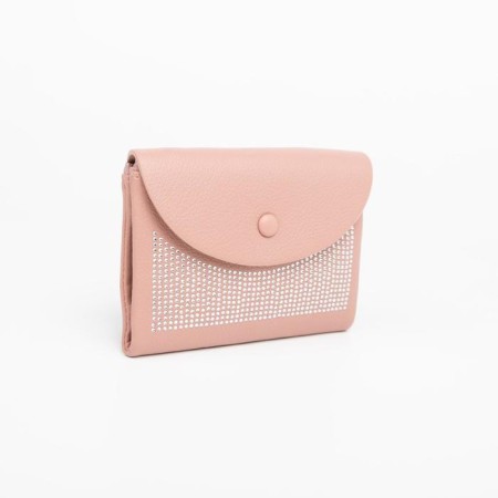 Women's wallet on the button, pink color