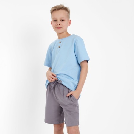 Set for a boy (T-shirt, shorts) minku color-blue/gray, height 140-4