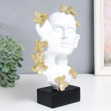Souvenir Polystone Bust "couple - tenderness. Roy butterflies" White with gold 7x21.5x29 cm-1