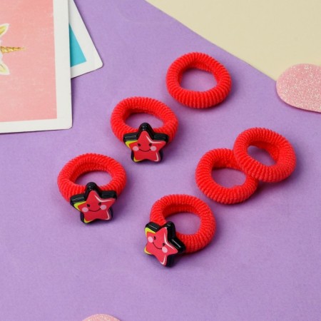 Hair gum "Tenderness" (set 6 pcs) star, pink-1