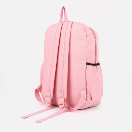 A backpack with a zipper, 3 outer pockets, pink color-1