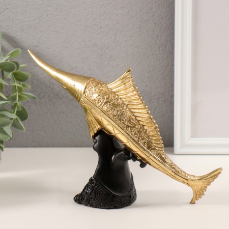 Souvenir Polystone "Sword-Ryba Golden with Patterns" 23x7x16 cm-2