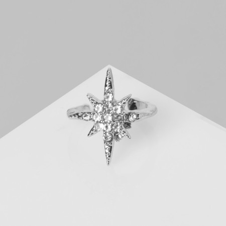 Earring "Kaff" Star with rhinestones, white color in silver-1